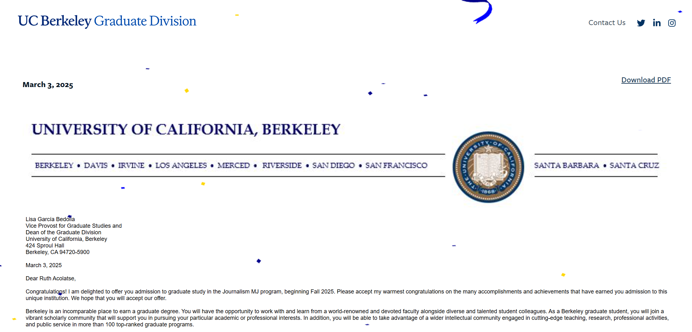 UC Berkeley admission